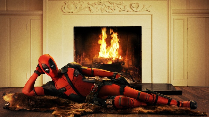 Deadpool, Ryan Reynolds, movies, fireplace