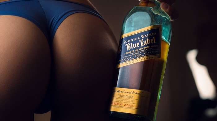 whisky, girl, ass, blue panties, back
