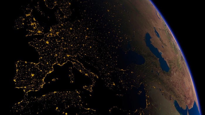 Earth, Europe, space, lights