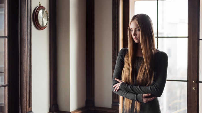 girl, portrait, looking away