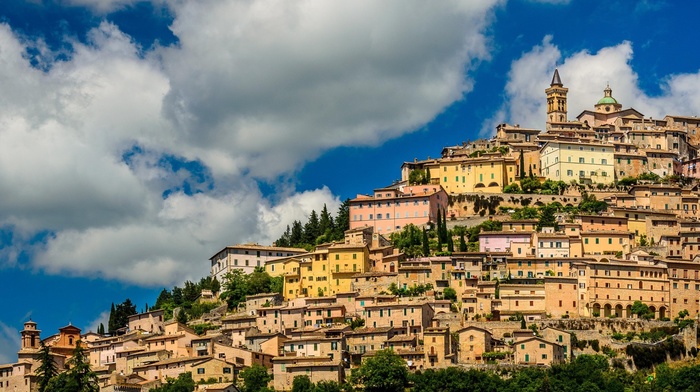 Trevi, town, Italy, architecture, cityscape