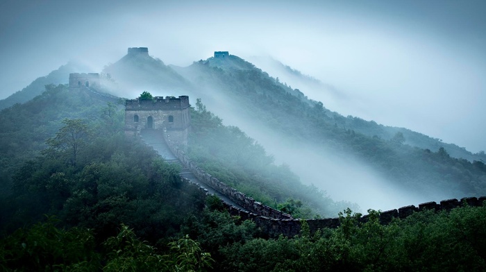 mist, Great Wall of China, mountain, China