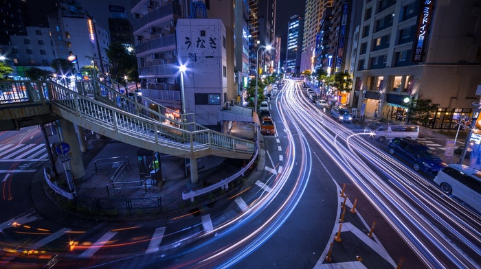 long exposure, Japan, street, city, night