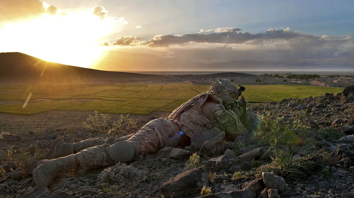 United States Army, military, soldier, sunset, War in Afghanistan, Afghanistan