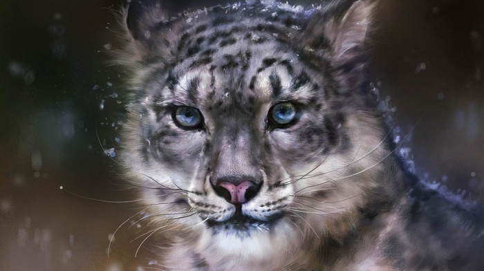 snow leopards, digital art, artwork, leopard, animals