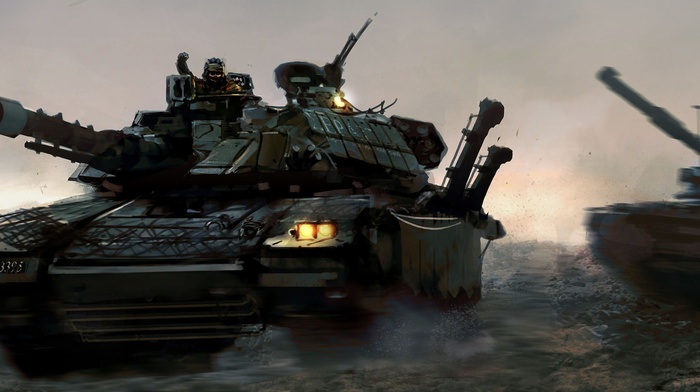 military, artwork, Leopard 2, M60A3, war, tank, multiple display