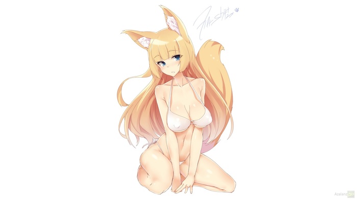 kitsunemimi, underwear, blonde, boobs, original characters