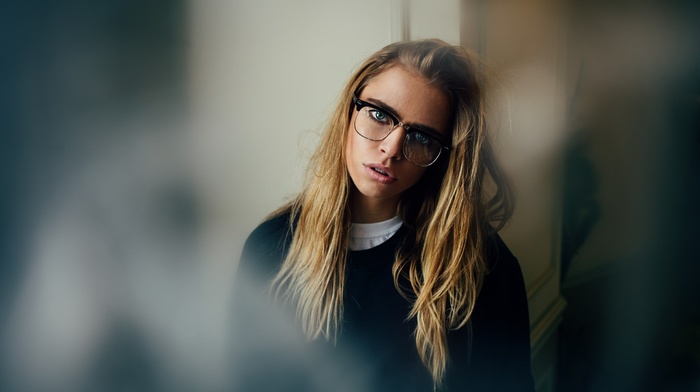 blonde, girl with glasses, portrait, girl