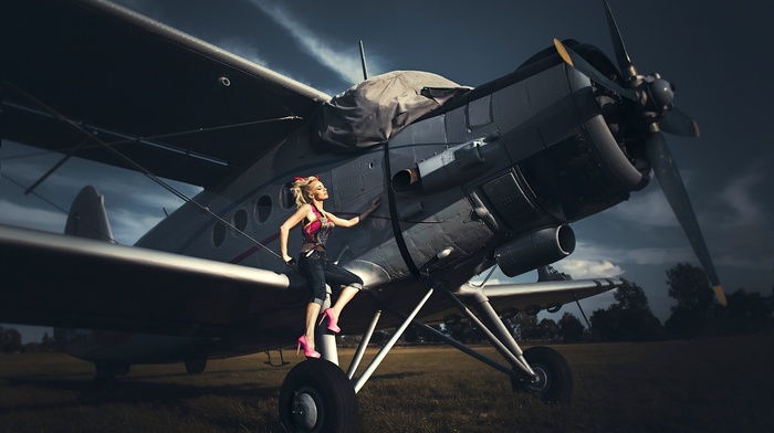 antonov, model, Antonov An, 2, girl, girl with planes, airplane