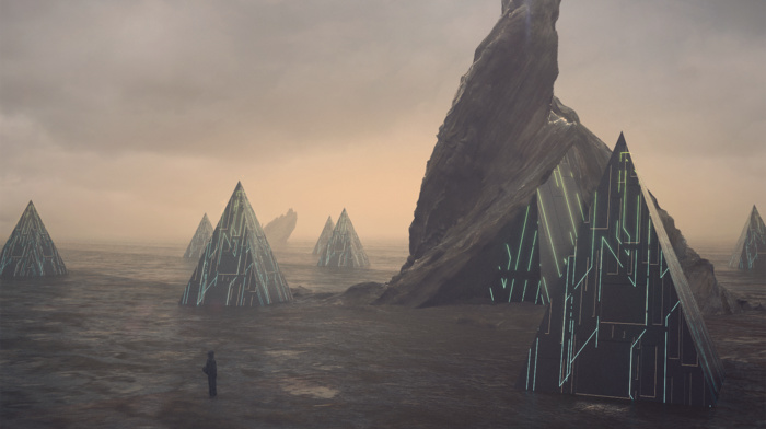 Beacon, futuristic, pyramid, science fiction, loneliness, alone, landscape
