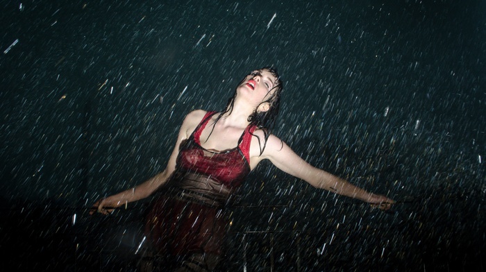 model, girl, rain, wet