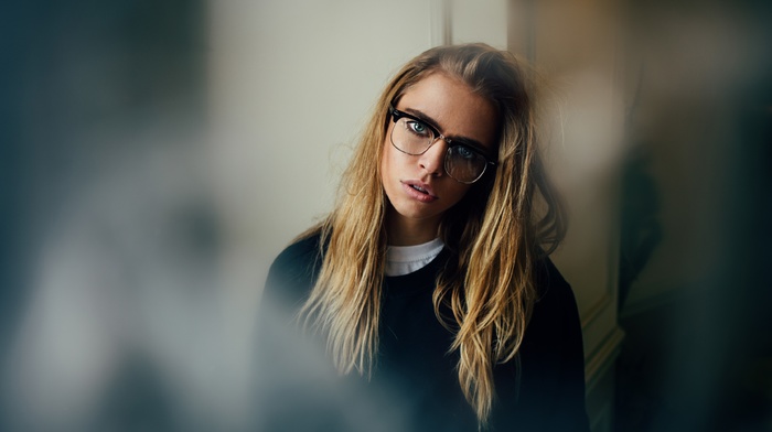 glasses, girl, model, blonde