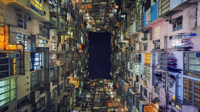 city, Asian, stars, Asia, building, Hong Kong, sky, night