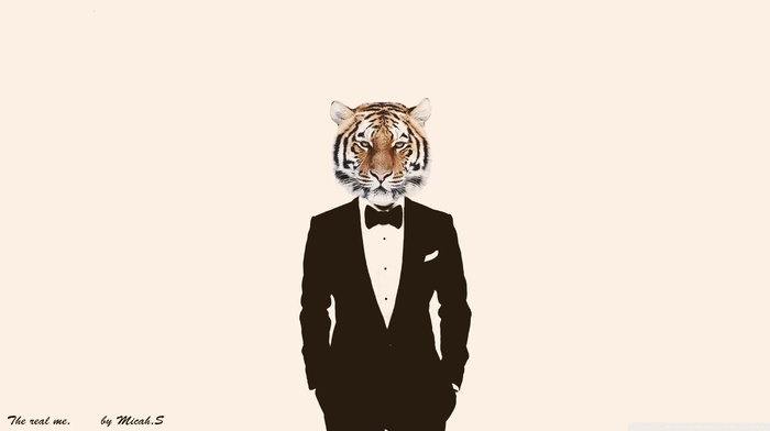 suits, photo manipulation, tiger