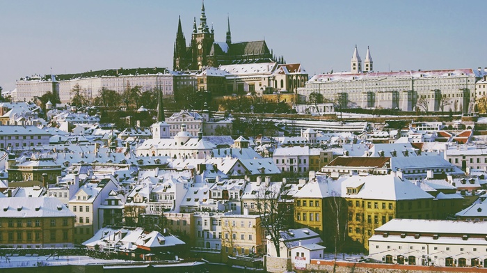 snow, nature, Prague, white, winter