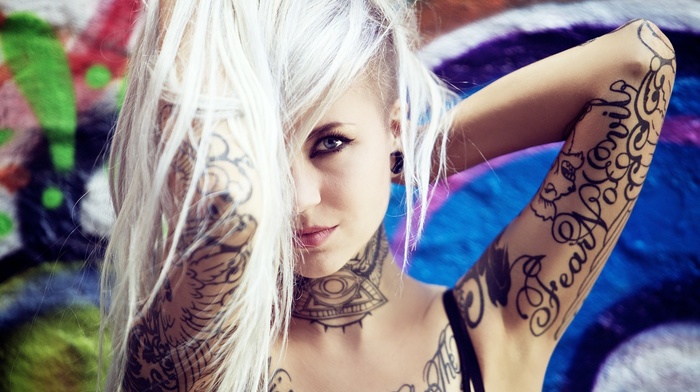 tattoo, blonde, model, Sara Fabel, girl