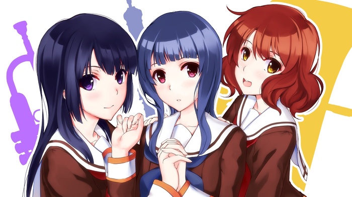Hibike Euphonium, anime girls, Kousaka Reina, Oumae Kumiko, anime, school uniform, Yoroizuka Mizore