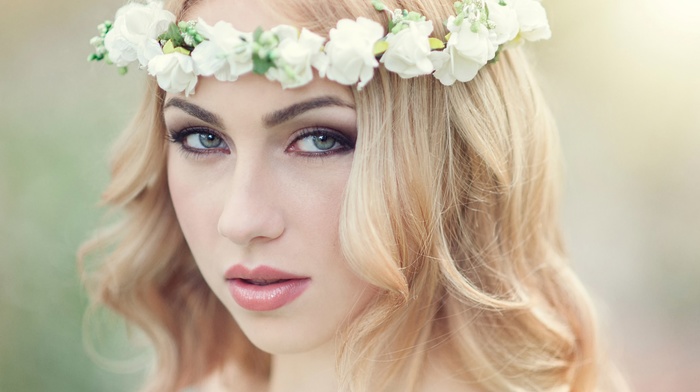 flowers, model, face