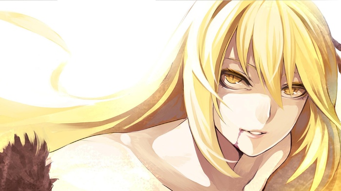 blonde, long hair, anime girls, Oshino Shinobu, anime, monogatari series