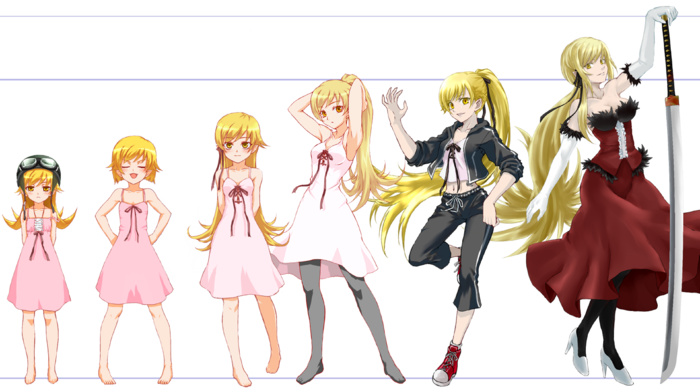 anime girls, anime, Oshino Shinobu, monogatari series, long hair, blonde