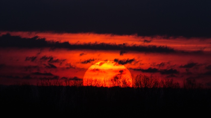 landscape, Sun, clouds