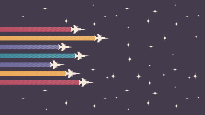 minimalism, colorful, aircraft, space