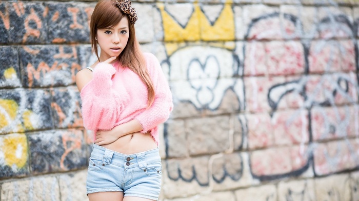Asian, walls, girl, model
