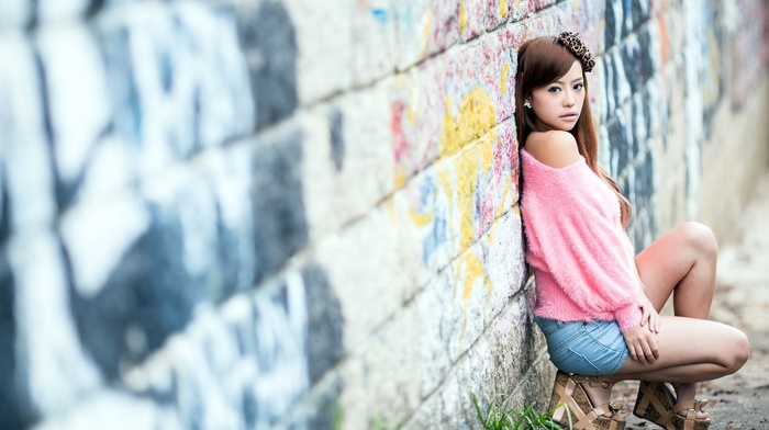 Asian, model, walls, girl