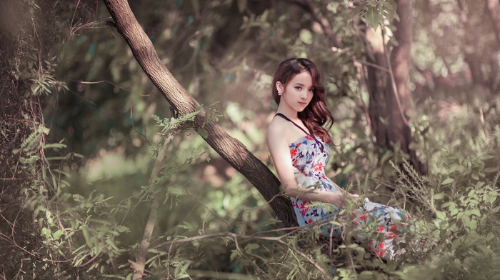 girl outdoors, Asian, model, girl