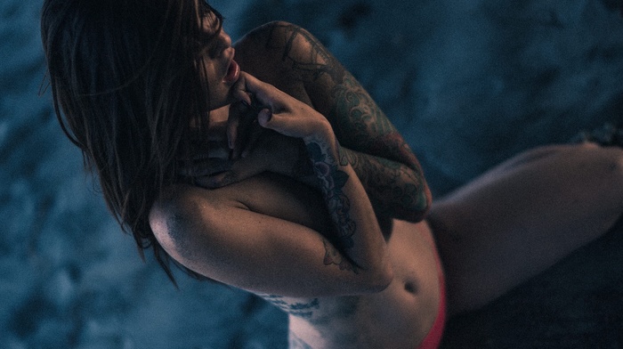 navels, girl, brunette, tattoo