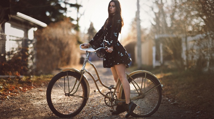 girl, dress, girl with bikes, shoes