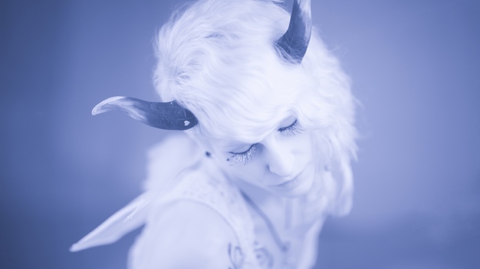 fantasy art, girl, horns