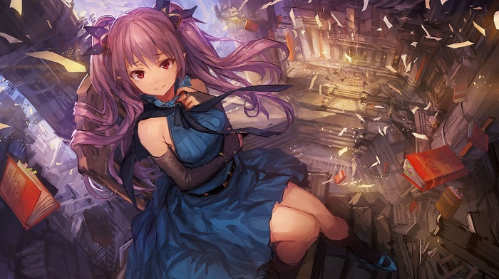 op, center, fantasy art, original characters, purple hair