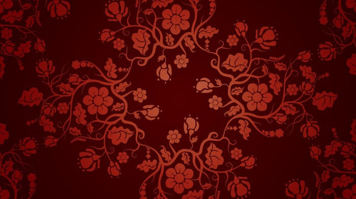 pattern, fantasy art, red, floral