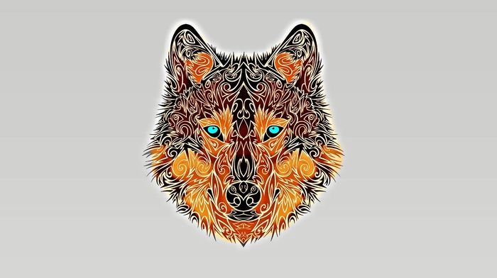 turquoise eyes, wolf, minimalism