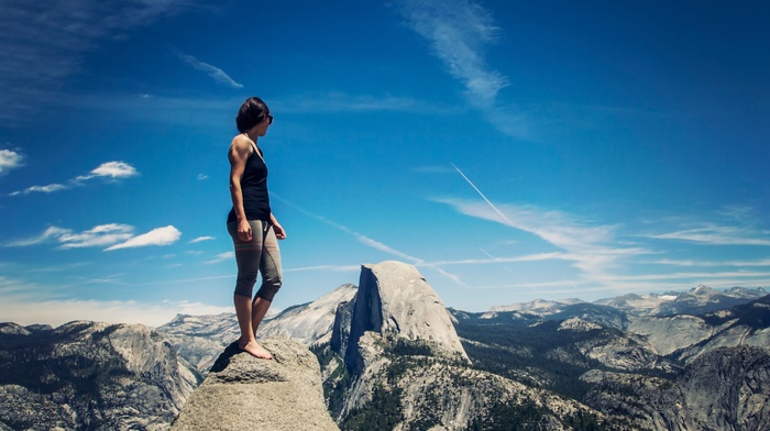 mountain, landscape, girl