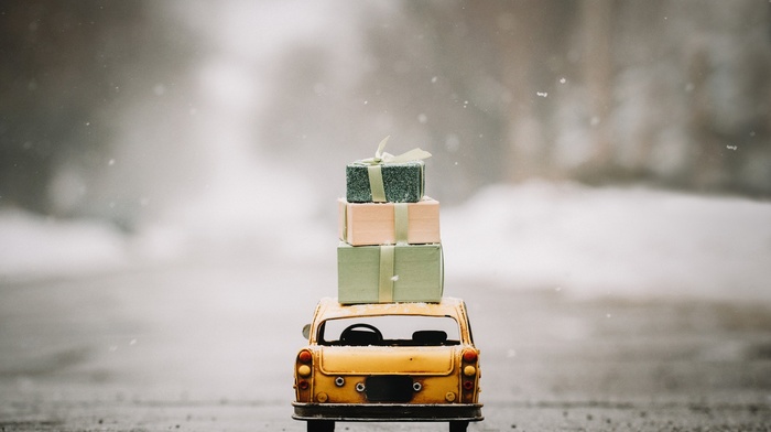 presents, miniatures, car, snow