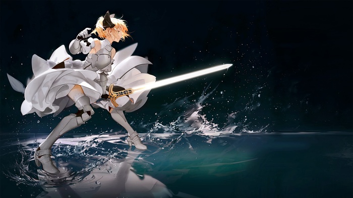 Saber Lily, fate series, blonde, anime girls, girl with swords