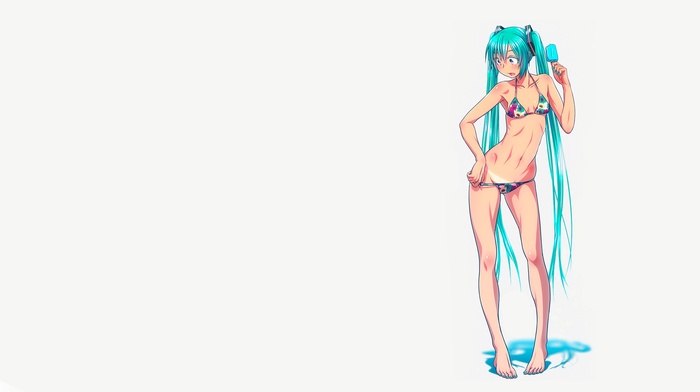 anime girls, wokada, bikini, Vocaloid, tan lines, Hatsune Miku