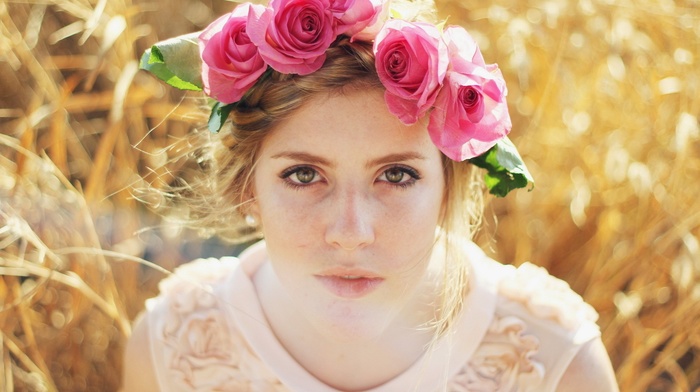 face, girl outdoors, portrait, flowers