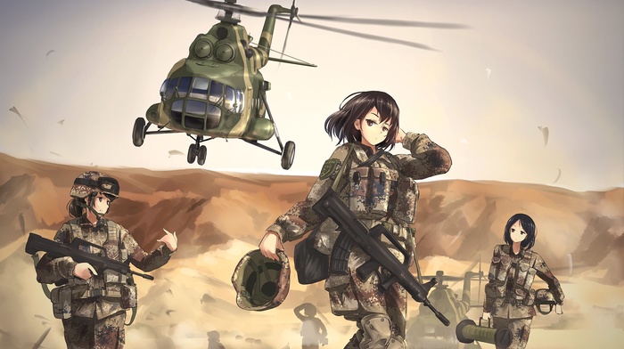 TC1995, mi, 8, anime girls, girl, military, weapon, helicopters