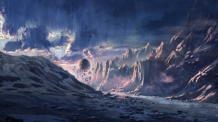 artwork, digital art, mountain, fantasy art