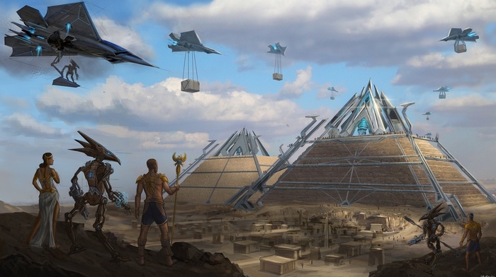 pyramid, ufo, egypt