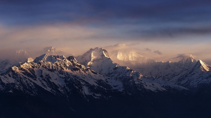 landscape, Nepal, mountain, snowy peak, Himalayas, mist, sunrise, nature, sunlight