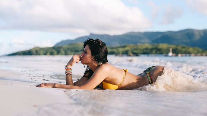water, girl, beach, model