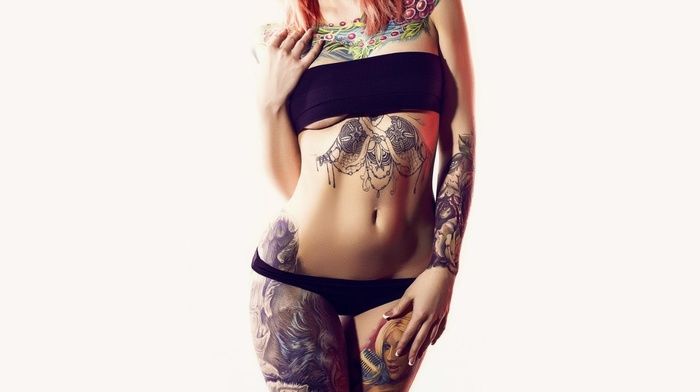 redhead, tattoo, girl