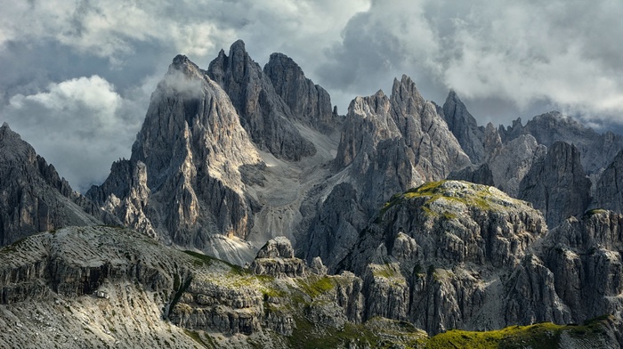 Alps, landscape, summer, Italy, nature, clouds, Dolomites mountains