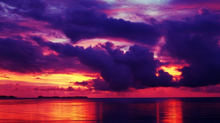 clouds, landscape, sea