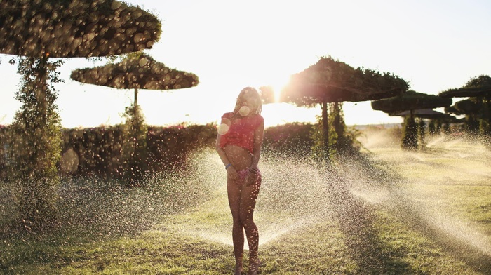 water, wet, girl outdoors