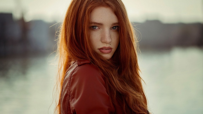 girl, redhead, face